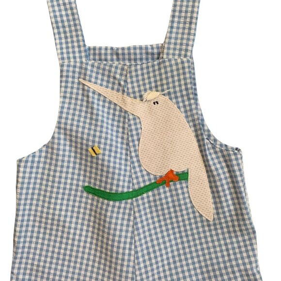 Vintage Pastel Blue Gingham Bird Romper 18 Months - Picture 3 of 5